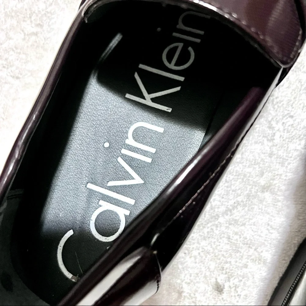 NEW Calvin Klein Dale Chocolate Patent Moc Toe Dress Shoes mens size 11